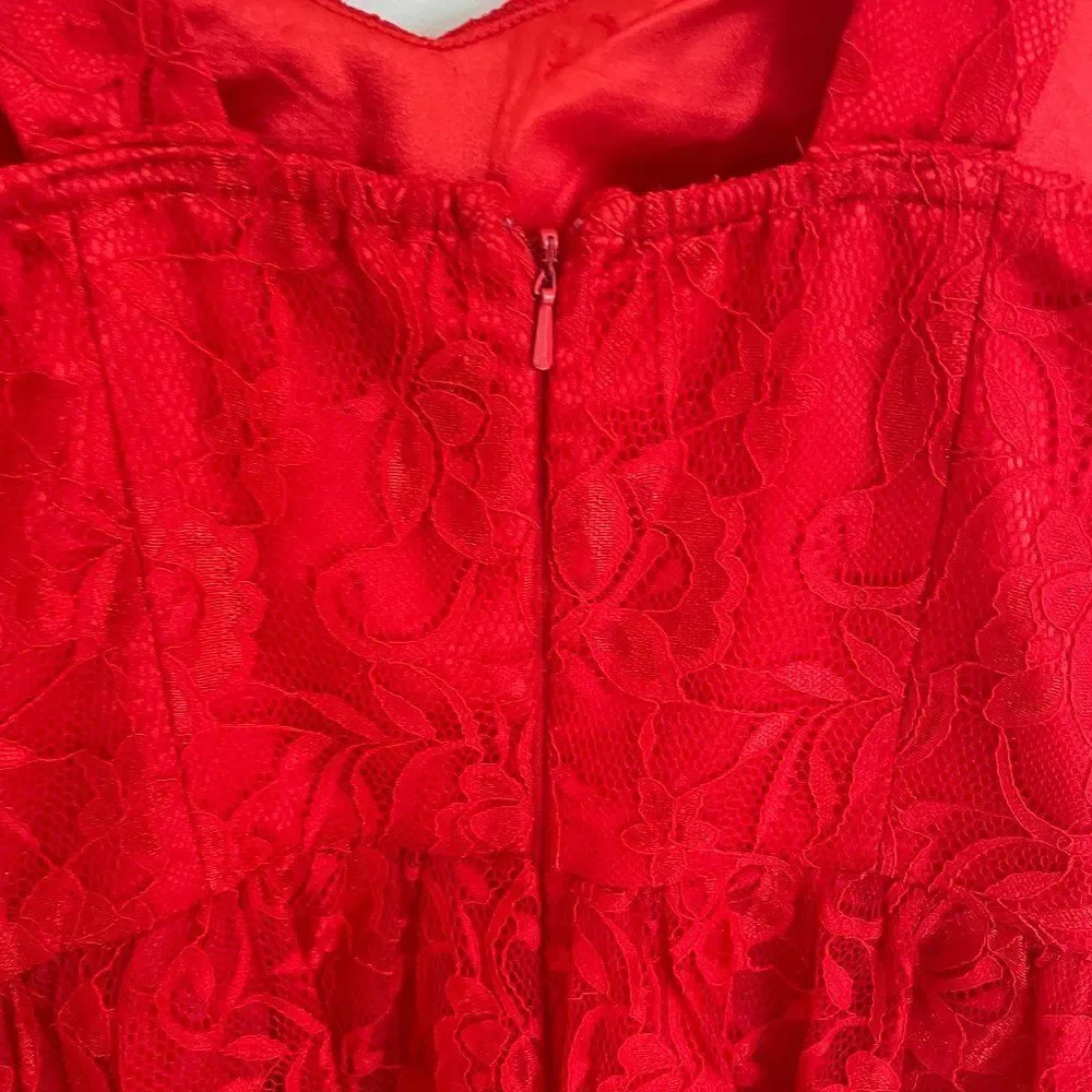 Girls Minuet Mini A Line Knee Length Dress in Red Size Small
